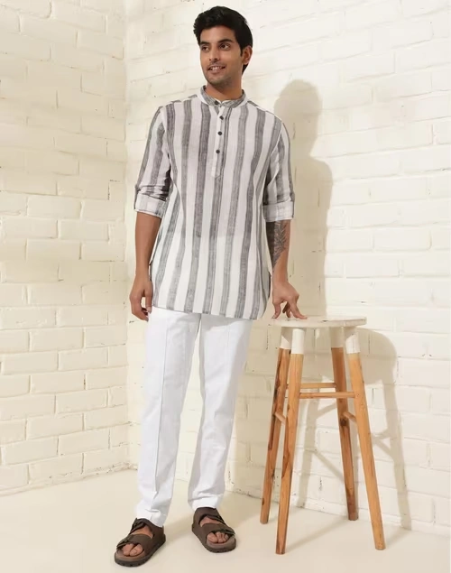 Grey Cotton Hand Block Printed Slim Fit 2Pc Set