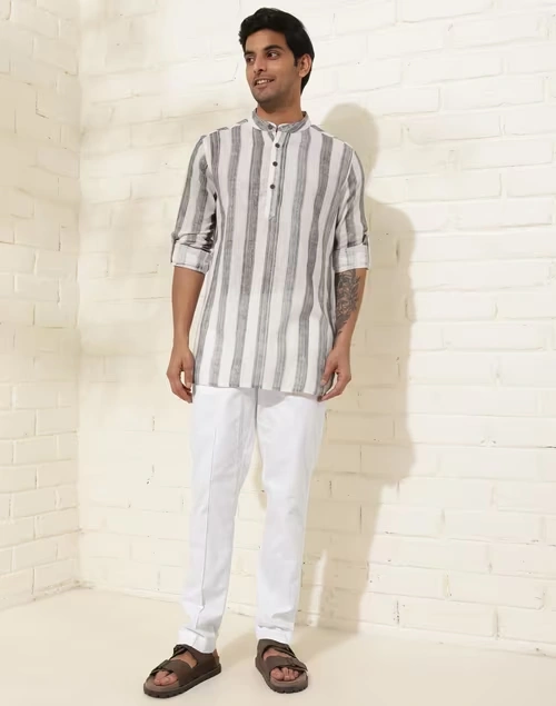 Grey Cotton Hand Block Printed Slim Fit 2Pc Set