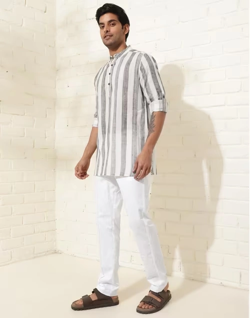 Grey Cotton Hand Block Printed Slim Fit 2Pc Set 3 Grey Cotton Hand Block Printed Slim Fit 2Pc Set