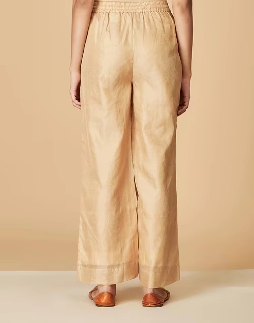 Gold Cotton Blend Palazzo