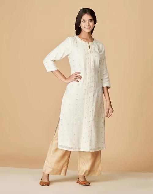 Gold Cotton Blend Palazzo