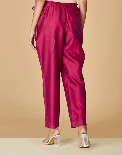 Maroon Cotton Silk Ankle Length Ijar Pant 3 Maroon Cotton Silk Ankle Length Ijar Pant