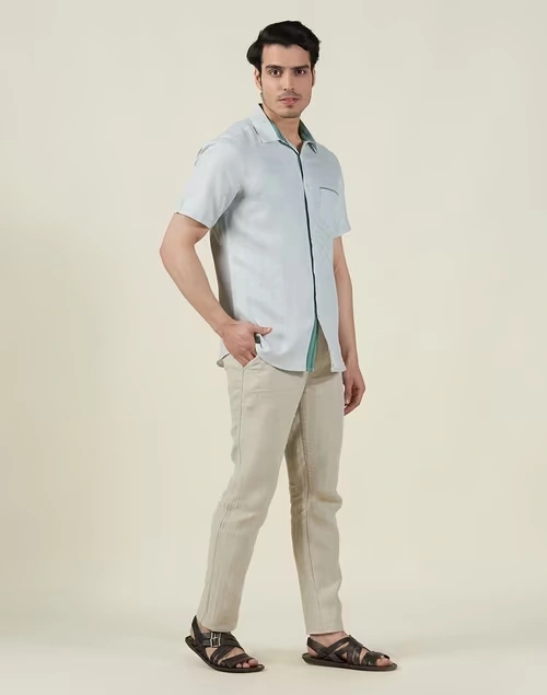 Green Linen Slim Fit Shirt