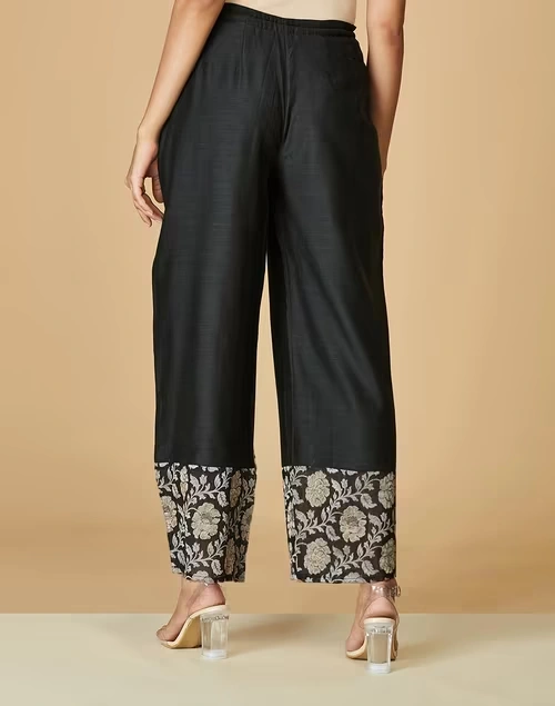 Black Cotton Silk Woven Ijar Pant 3 Black Cotton Silk Woven Ijar Pant
