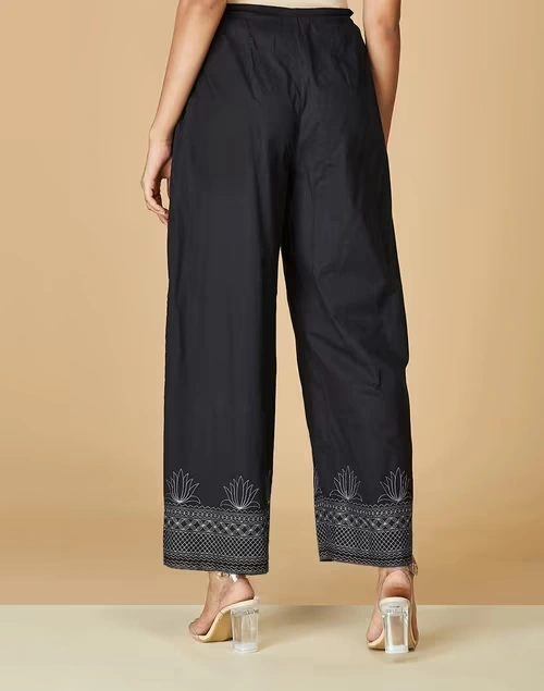 Black Cotton Embroidered Ijar Pant 3 Black Cotton Embroidered Ijar Pant