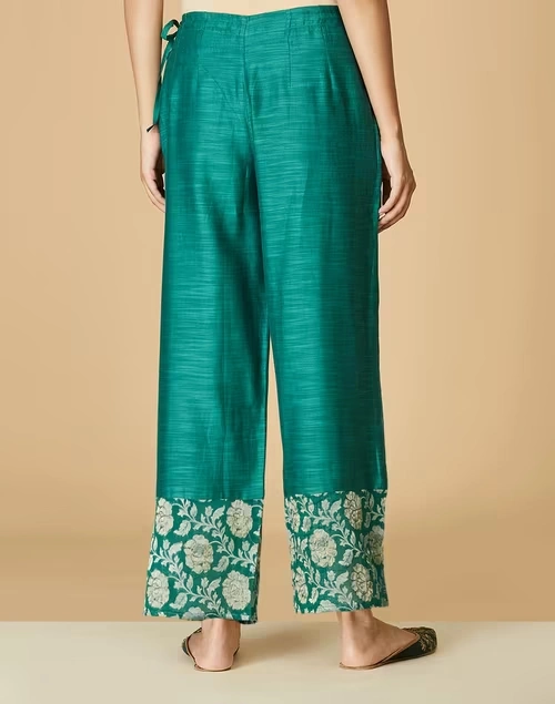 Green Cotton Silk Woven Ijar Pant 3 Green Cotton Silk Woven Ijar Pant