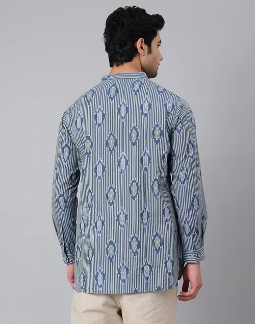 Cotton Ikat Slim Fit Short Kurta