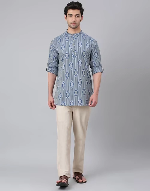 Cotton Ikat Slim Fit Short Kurta 4 Cotton Ikat Slim Fit Short Kurta