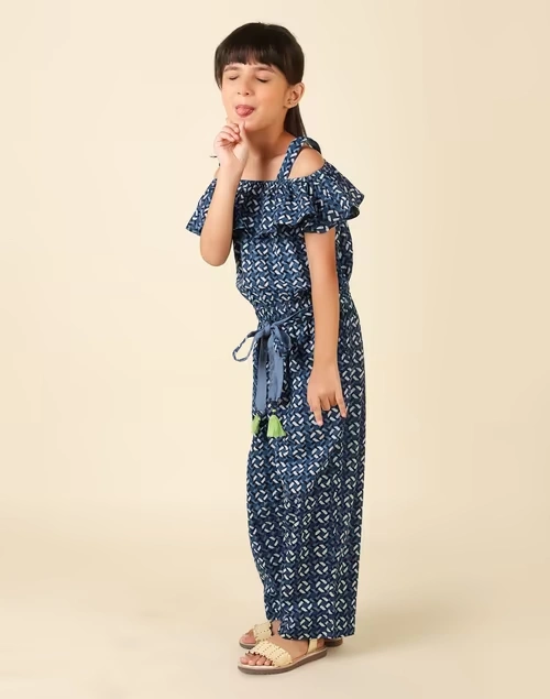 Indigo Cotton Printed Jumpsuit 3 Indigo Cotton Printed Jumpsuit