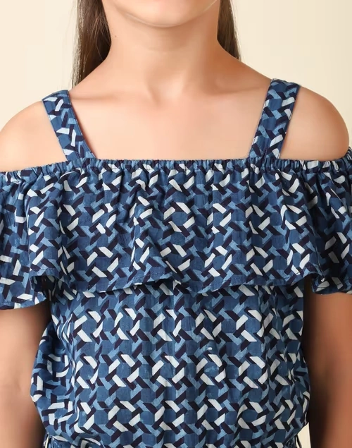 Indigo Cotton Printed Jumpsuit 4 Indigo Cotton Printed Jumpsuit