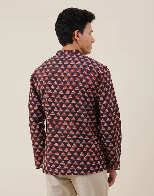 Brown Cotton Mid Placket Shirt