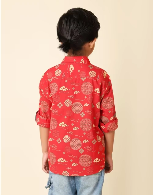 Red Cotton Printed Shirt