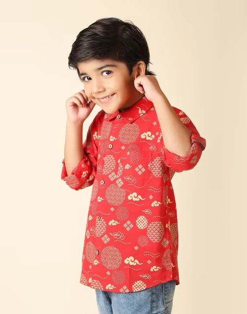Red Cotton Printed Shirt 3 Red Cotton Printed Shirt