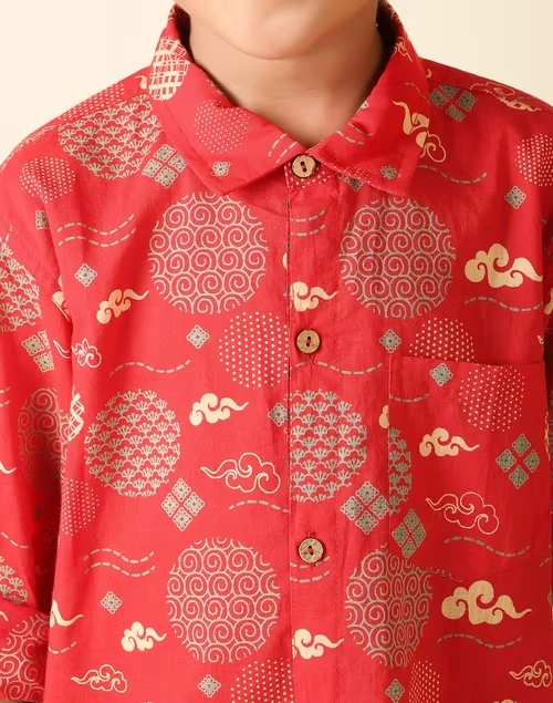 Red Cotton Printed Shirt 4 Red Cotton Printed Shirt