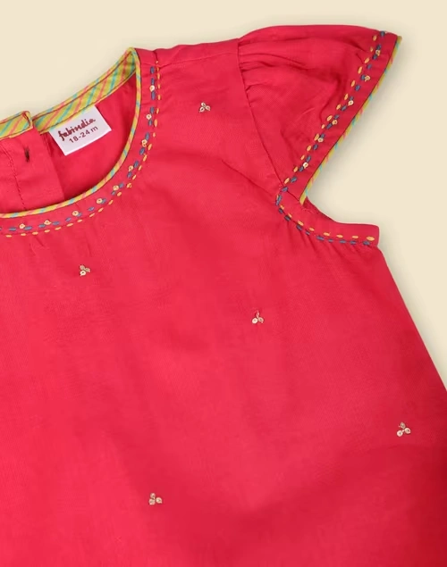 Pink Cotton Printed Kurta Set