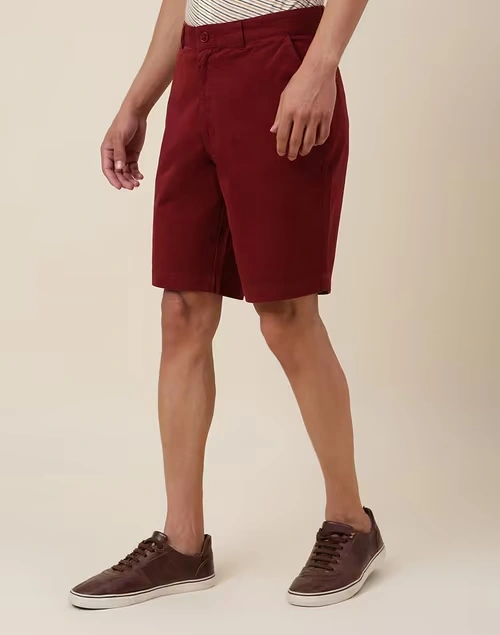 Magenta Cotton Thigh Length Regular Shorts