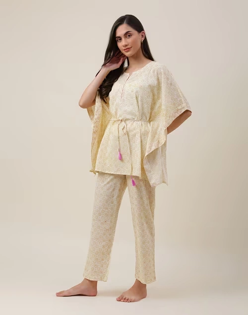 Yellow Cotton Printed Set