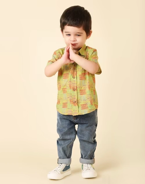 Green Cotton Printed Shirt 4 Green Cotton Printed Shirt