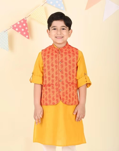 Orange Cotton Dobby Jacket