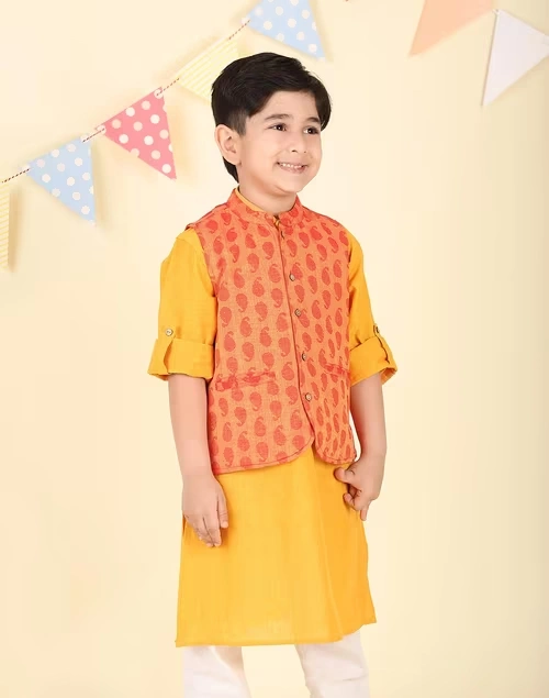 Orange Cotton Dobby Jacket