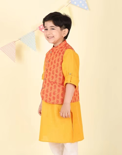 Orange Cotton Dobby Jacket 3 Orange Cotton Dobby Jacket