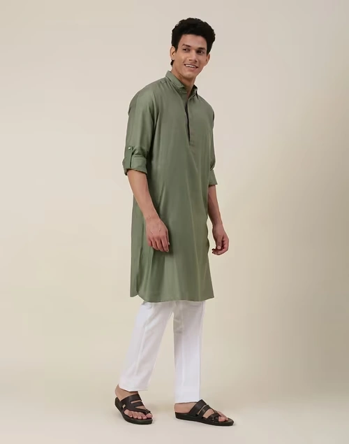 Green Viscose Silk Woven Pathani 3 Green Viscose Silk Woven Pathani