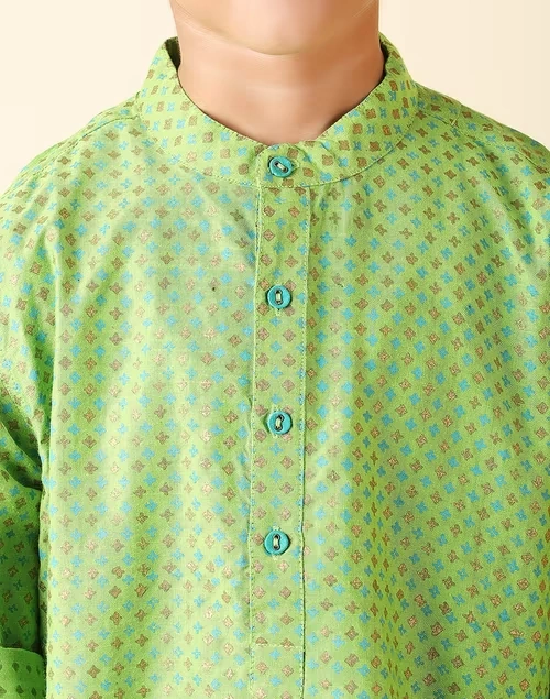 Green Viscose Silk Printed Long Kurta