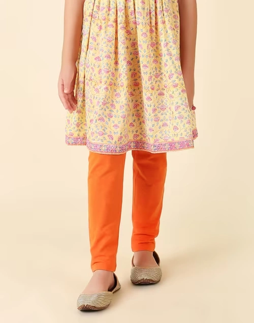 Orange Cotton Blend Legging