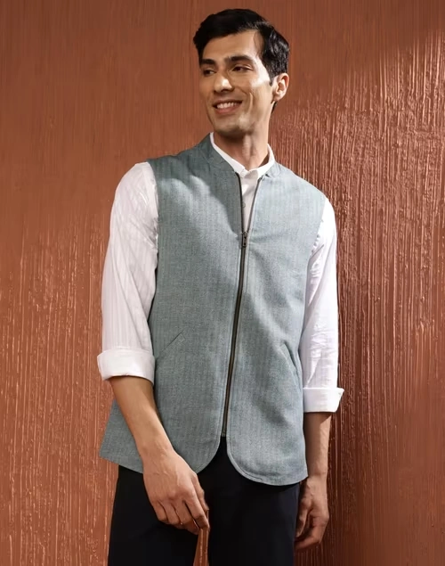 Green Cotton Slim Fit Jacket 3 Green Cotton Slim Fit Jacket