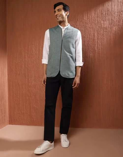 Green Cotton Slim Fit Jacket 4 Green Cotton Slim Fit Jacket