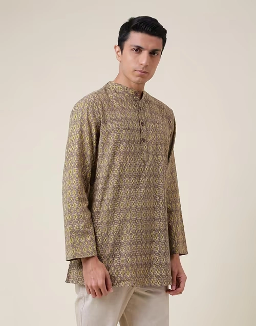 Brown Cotton Printed Short Kurta 3 Brown Cotton Printed Short Kurta