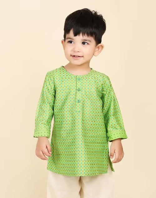 Green Viscose Silk Printed Long Kurta