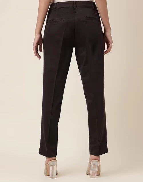 Brown Cotton Blend Ankle Length Formal Pant 3 Brown Cotton Blend Ankle Length Formal Pant