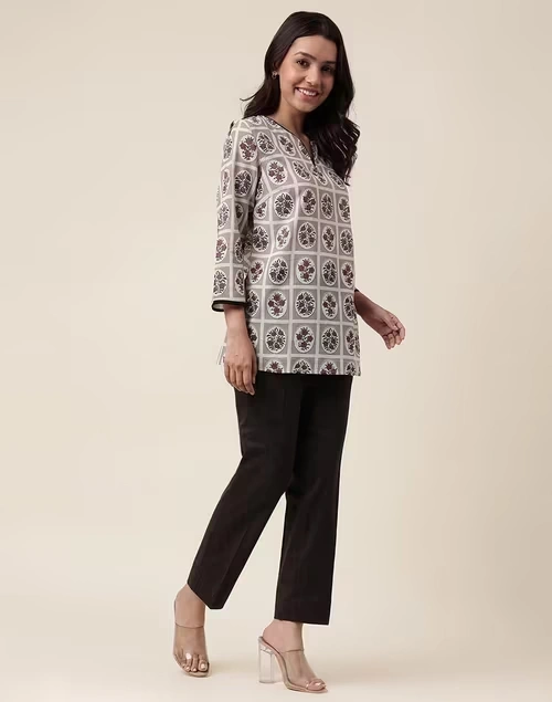 Brown Cotton Blend Ankle Length Formal Pant 4 Brown Cotton Blend Ankle Length Formal Pant