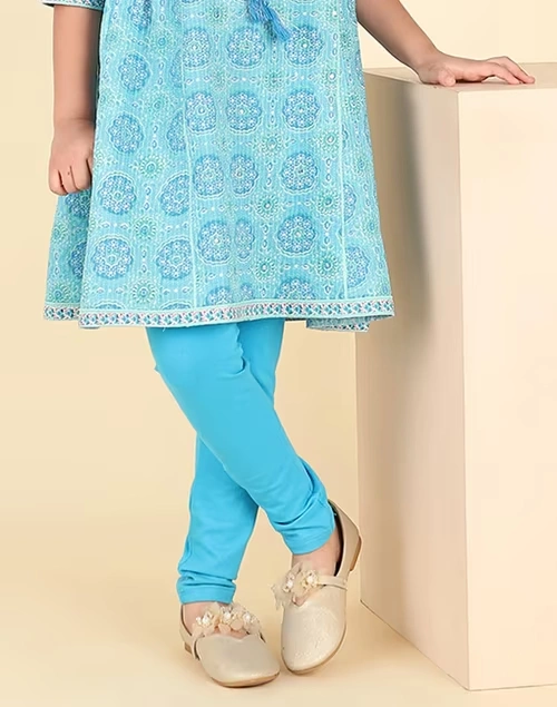 Turquoise Cotton Leggings