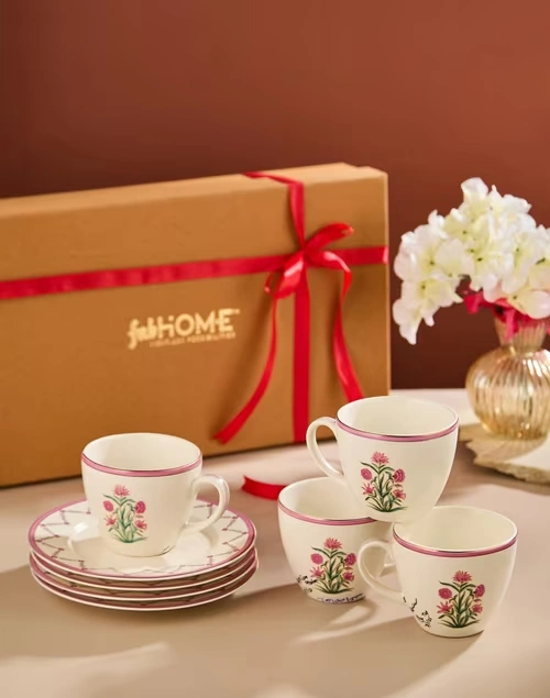 Adwaya Cup And Saucer Gift Set Of 4