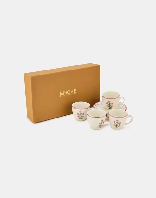 Adwaya Cup And Saucer Gift Set Of 4 4 Adwaya Cup And Saucer Gift Set Of 4