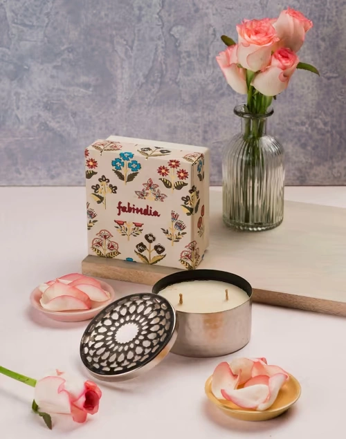 Silver Idris Candle Lavendar Fragrance Gift Set