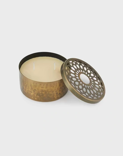 Brass Idris Candle Oakwood Fragrance Gift Set