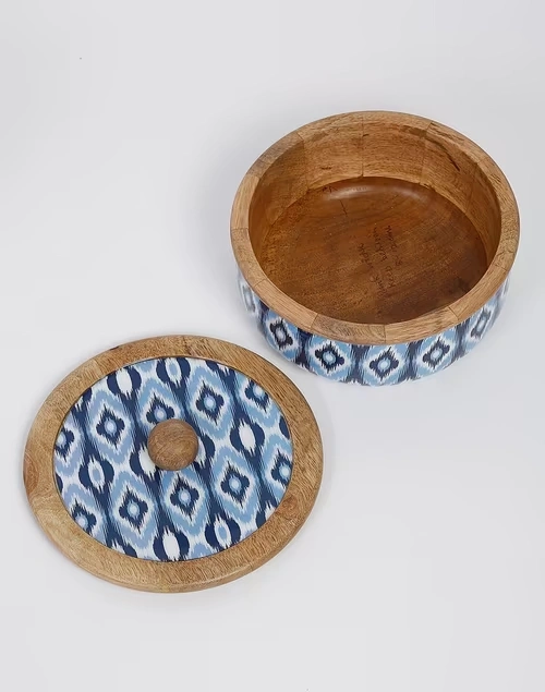 Blue Devang Wood Chapati Box