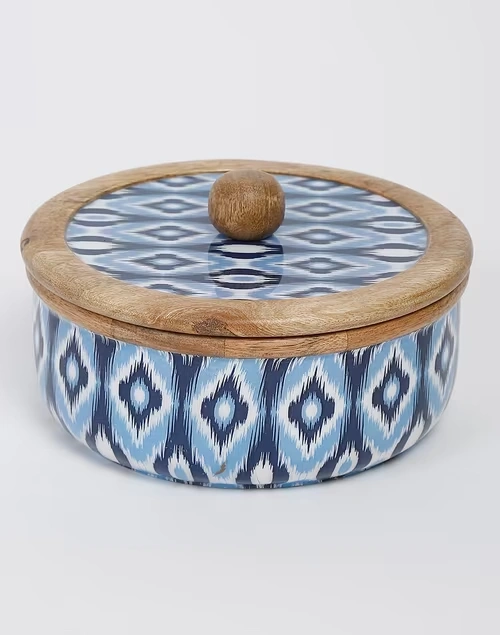 Blue Devang Wood Chapati Box