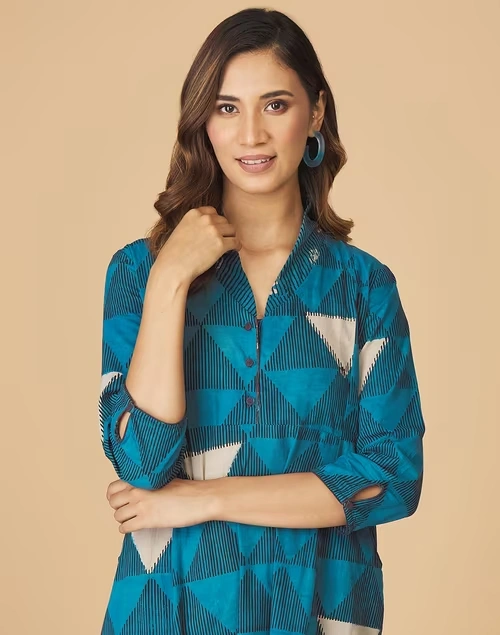 Cotton Printed Straight Long Kurta