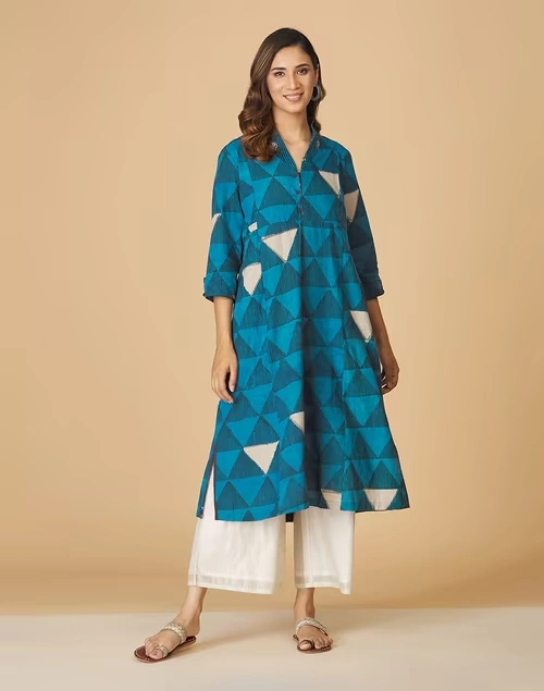 Cotton Printed Straight Long Kurta