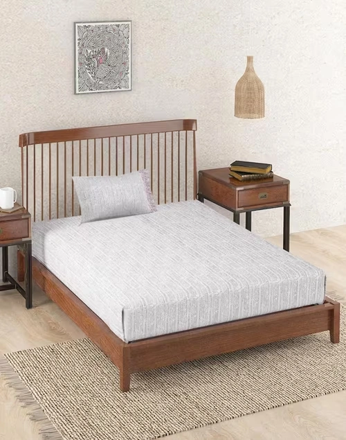 Wine Ameera Cotton Printed Single Bed Sheet With 1 Pillow Cover