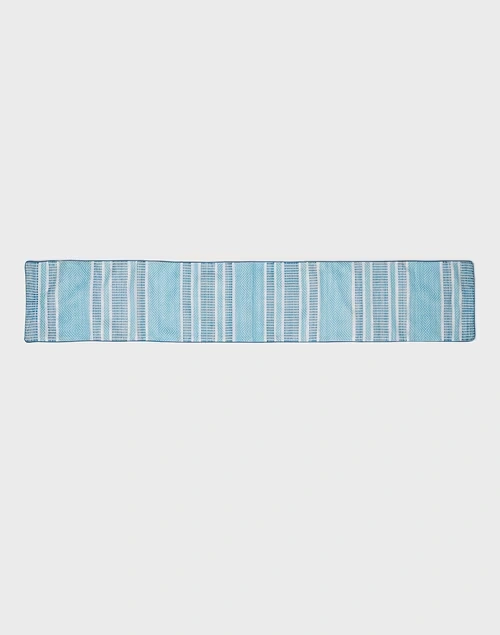 Blue Tarini Polyester Blend Embroidered Runner