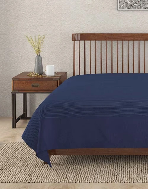 Navy Rizwan Cotton Single Bed Cover