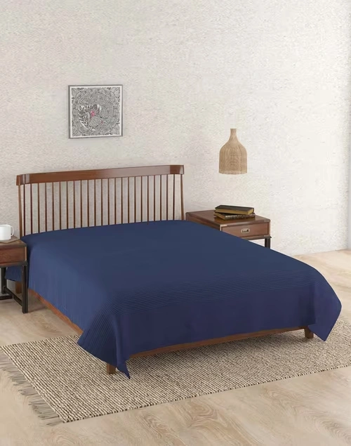 Navy Rizwan Cotton Single Bed Cover