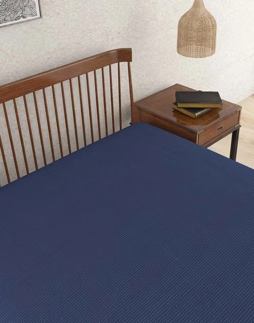 Navy Rizwan Cotton Single Bed Cover