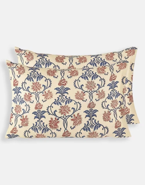 Beige Mehulika Cotton Pillow Cover | Set of 2