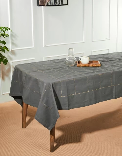 Grey Suvarn Baasu Woven Cotton Table Cover